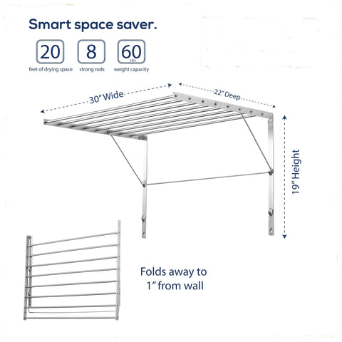 Smartsome drying rack with eight stainless steel rods for sturdy drying.