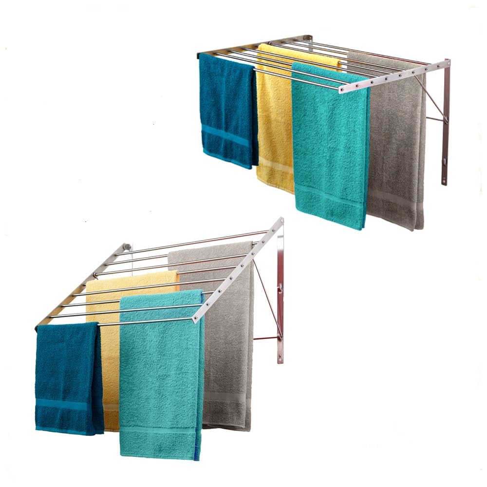 Smartsome wall-mounted drying rack with 22-inch wide profile for space-saving towels and clothes