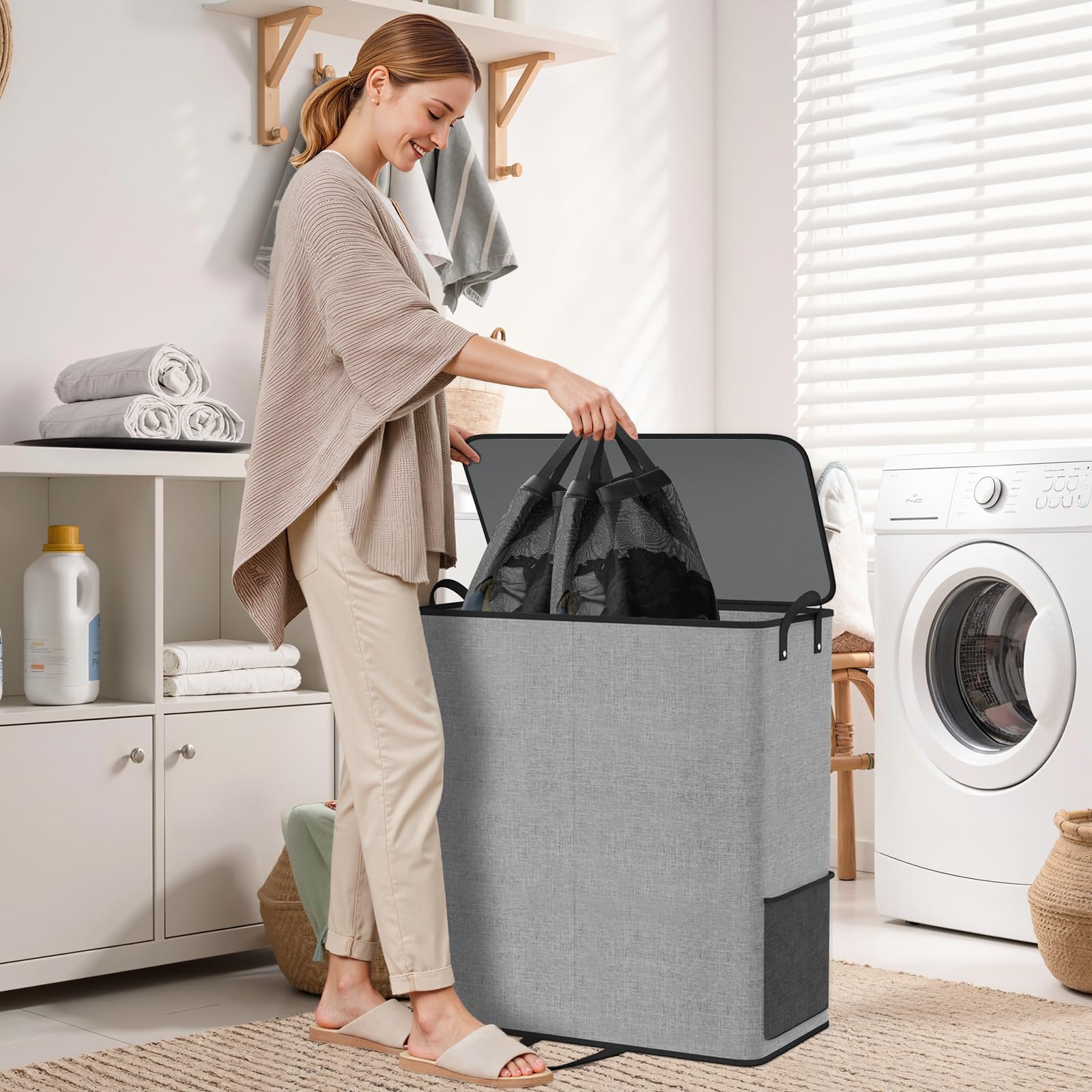 SmartTrends gray color option fits any laundry room style.