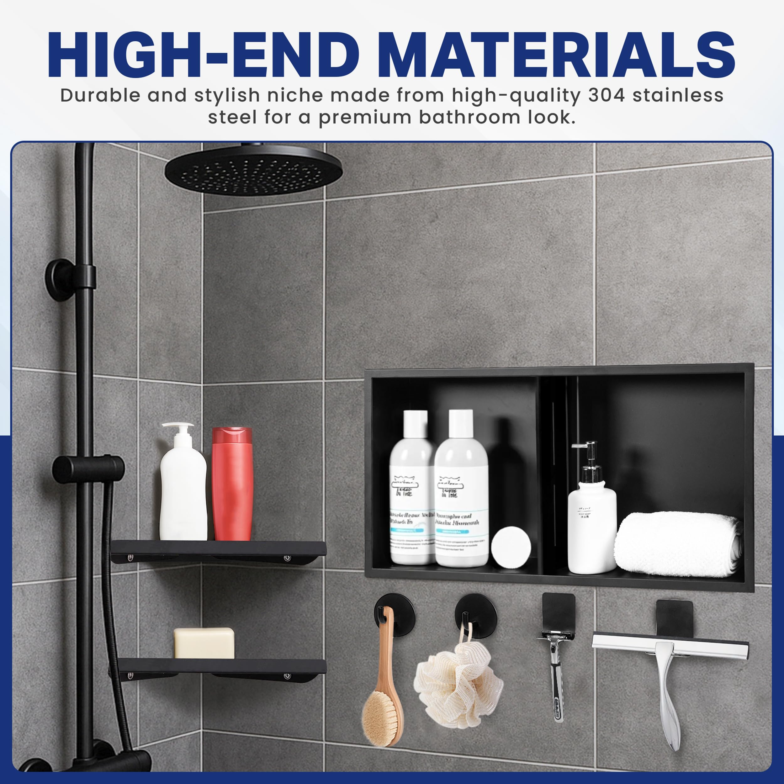 Smarvara shower niche outside dimensions for precise fit.