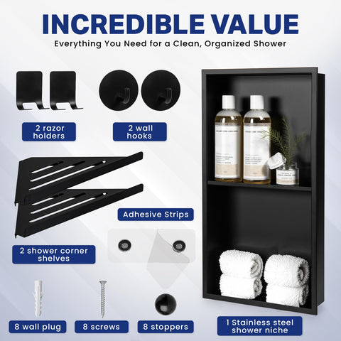 Smarvara recessed wall design for grout-free installation.