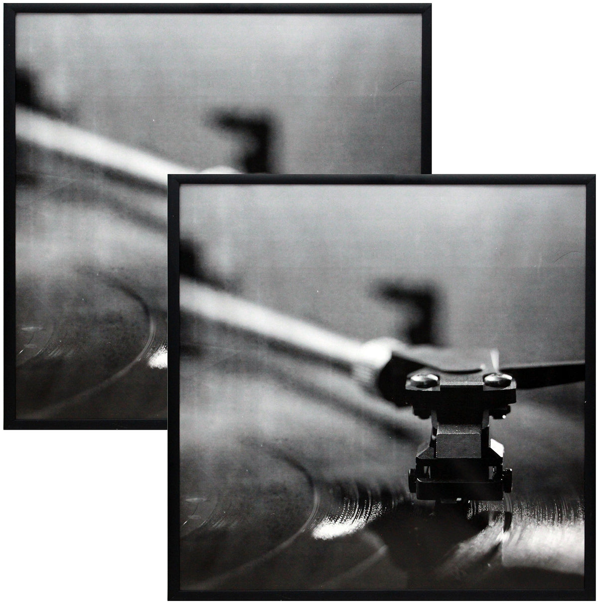 Smashed Banana music album frame, front view, displays vinyl covers with plexi protection.