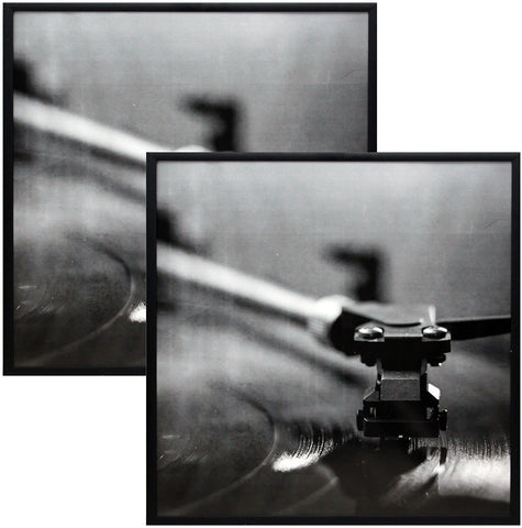 Smashed Banana music album frame, front view, displays vinyl covers with plexi protection.