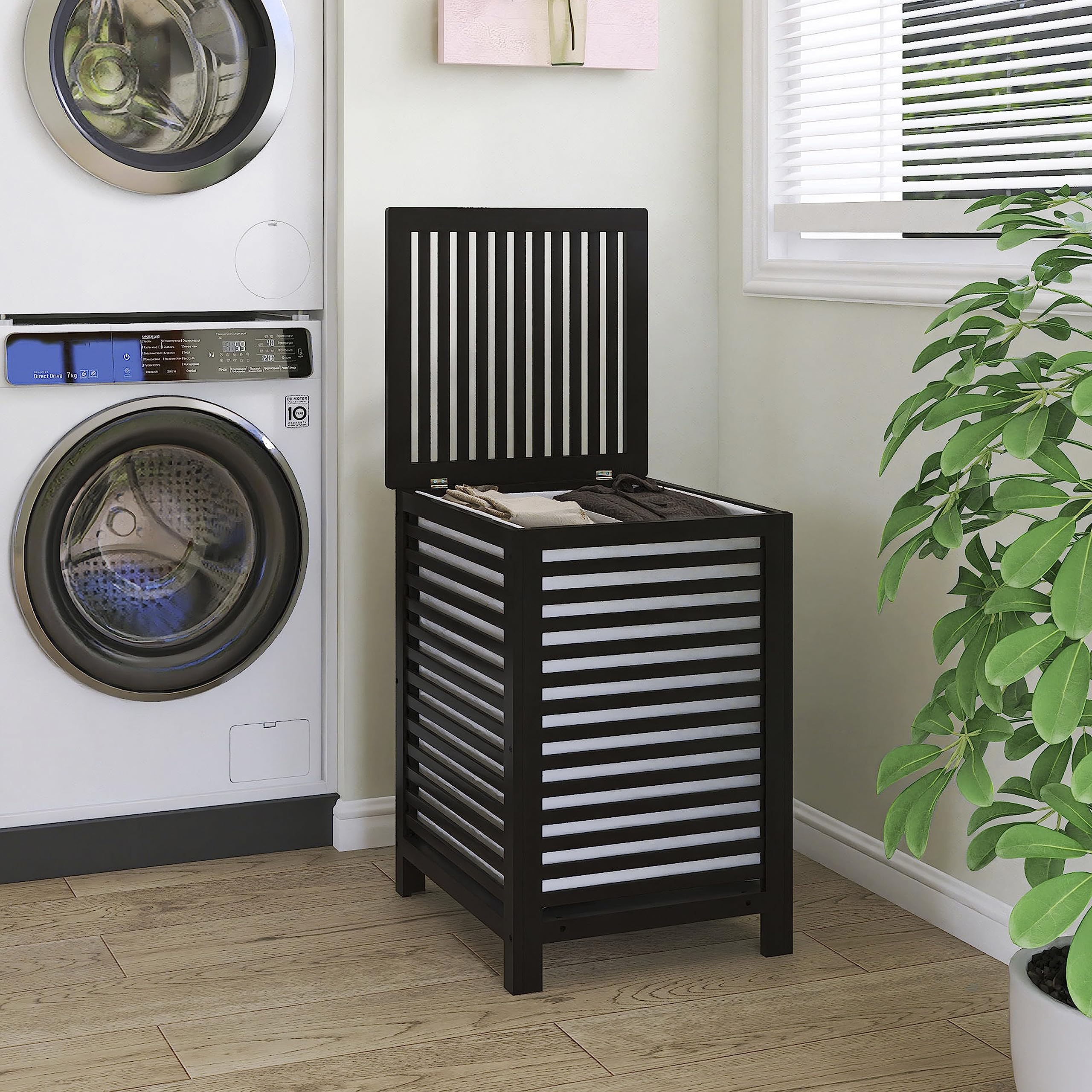 SMIBUY bamboo laundry hamper with wood finish adds natural style