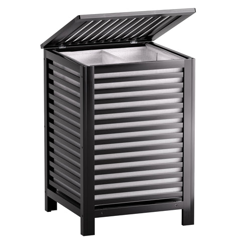 SMIBUY double laundry hamper with lid open showing easy access for sorting