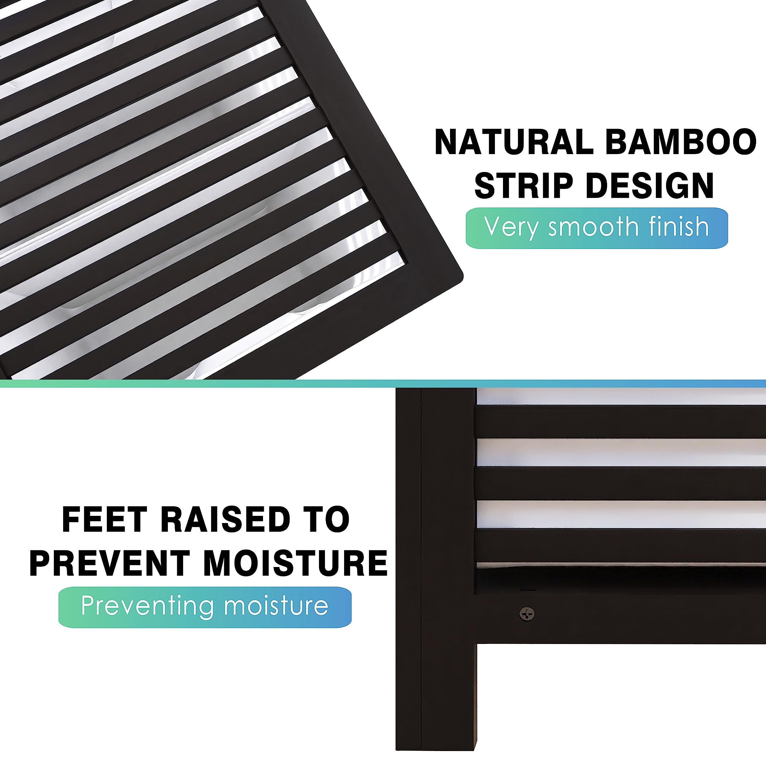 SMIBUY side view of compact bamboo laundry hamper