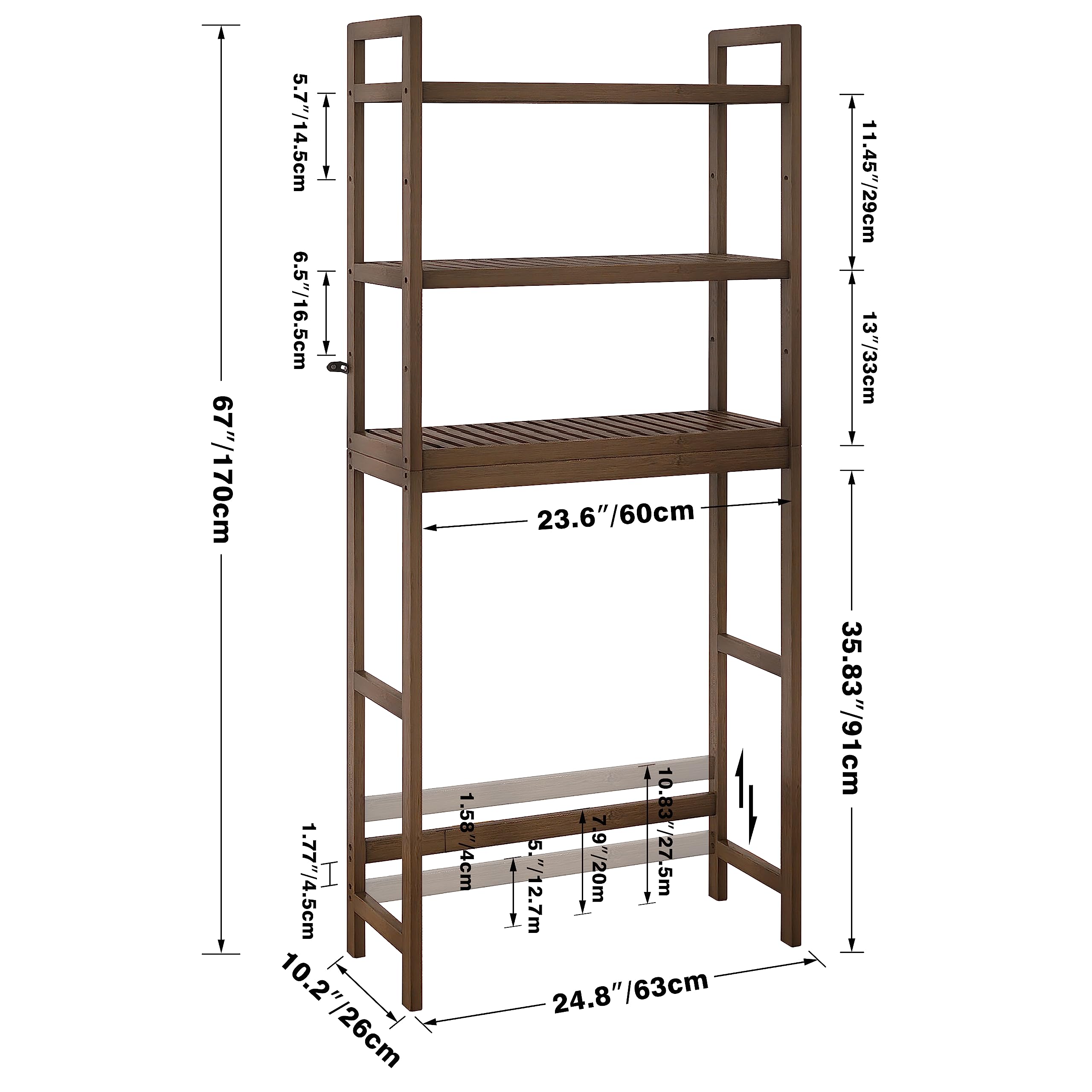 Smibuy sturdy bamboo construction offers durable bathroom storage