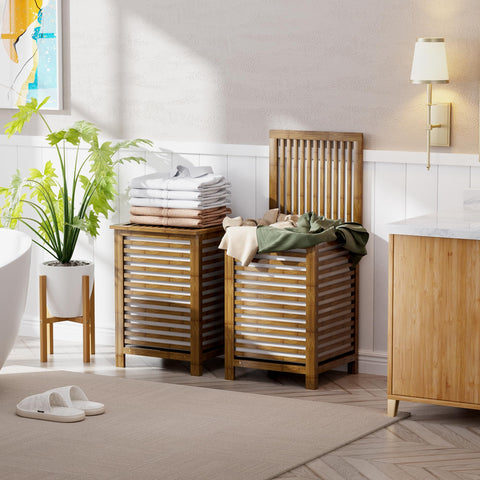 SMIBUY two-compartment sorter for color- or fabric-based laundry organization.