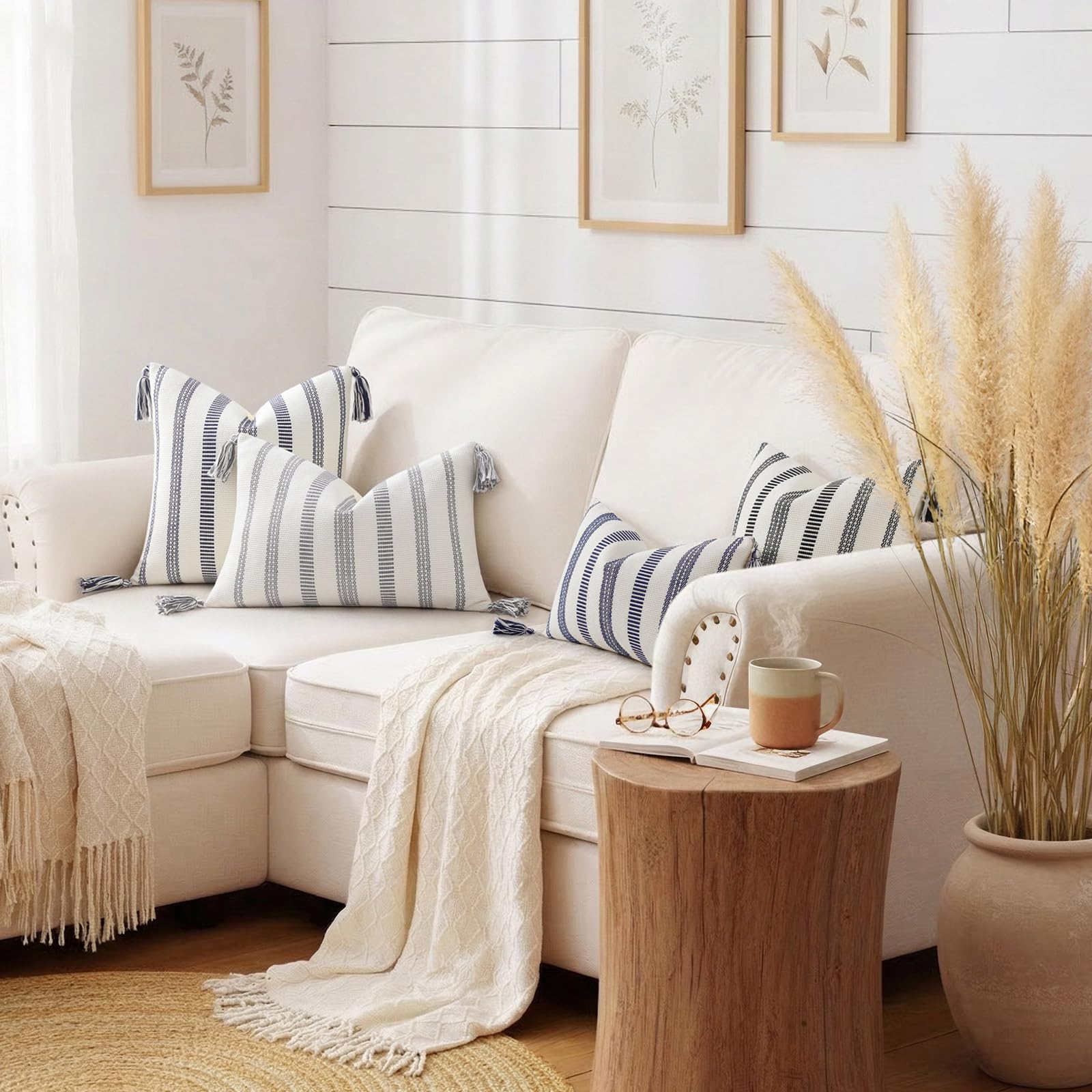 Smile Bee 18x18 cushion cover highlights textured fabric and tassel detail.