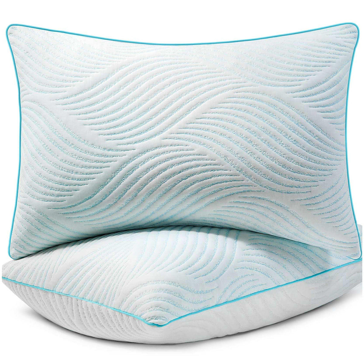 Smilereve cooling memory foam pillow queen pack front view showing cooling surface for better sleep feel.