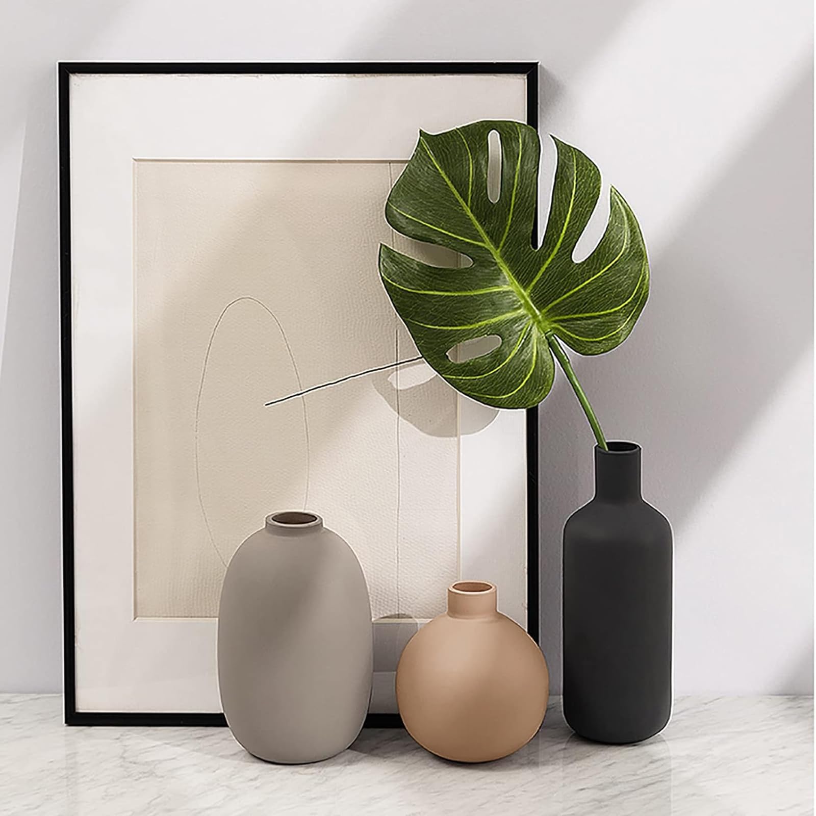 Smiletag neutral vases add calm texture to living rooms