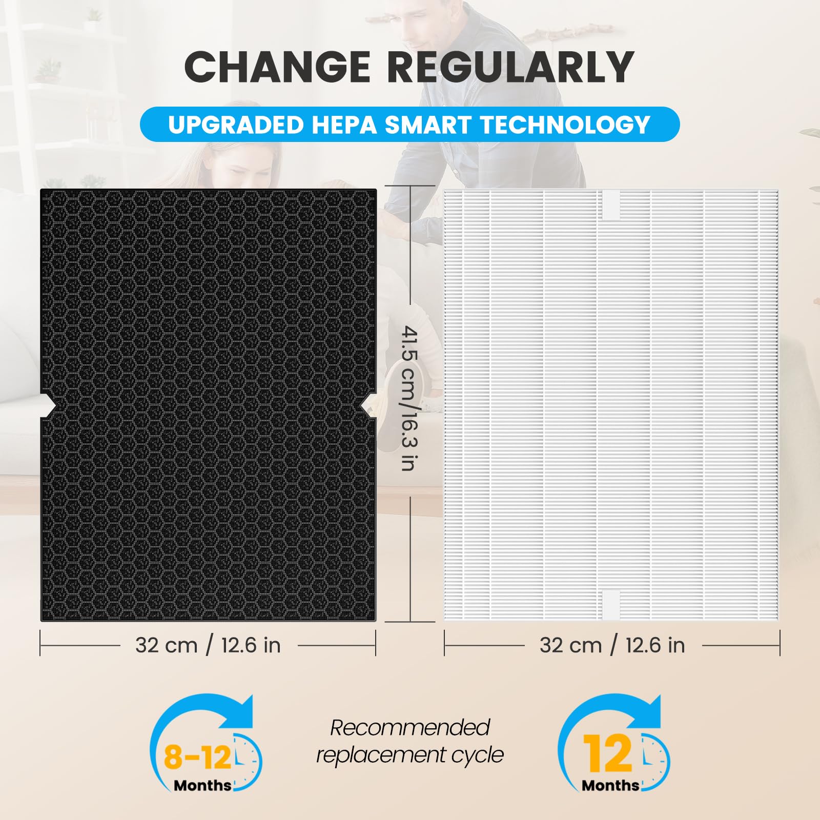 Smilyan easy-installation fit for Winix 5500-2 simplifies replacement.