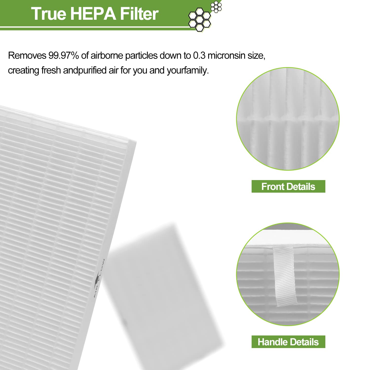 Smilyan HPA300 HRFR3 replacement filter close-up for effective filtration