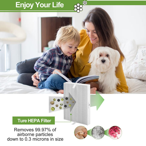Smilyan HPA300 true HEPA material label emphasizes high-efficiency filtration