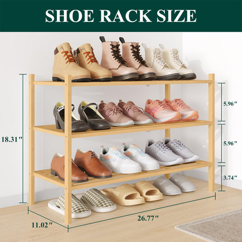 Smiry bamboo shoe rack stackable design saves space in a compact home