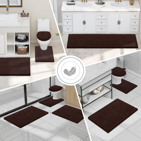 Brown Smiry bath rug on floor adding warmth and texture