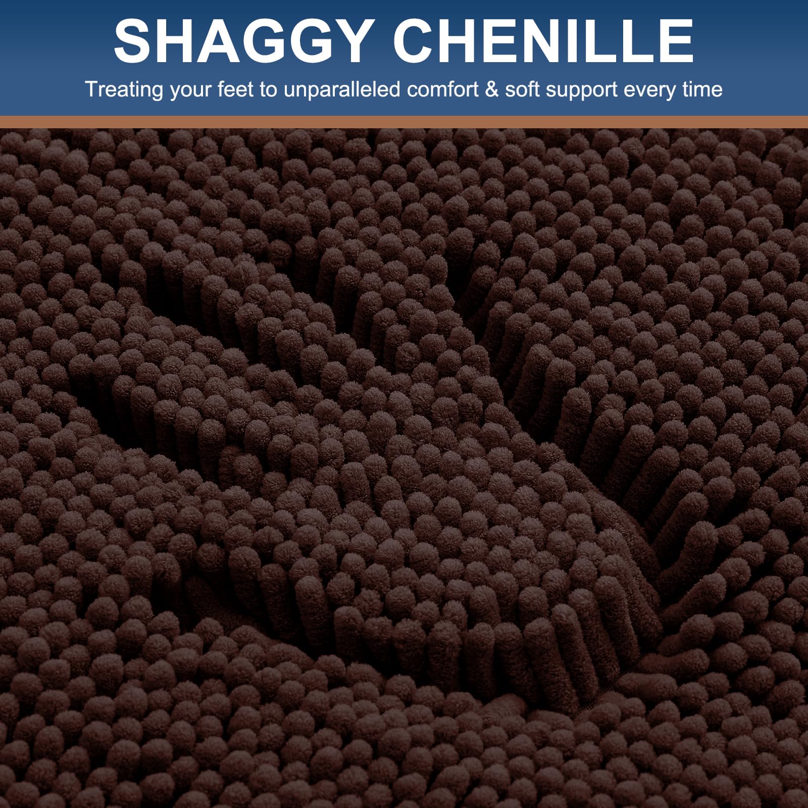 Non-slip backing on Smiry bath rug with mesh PVC grip