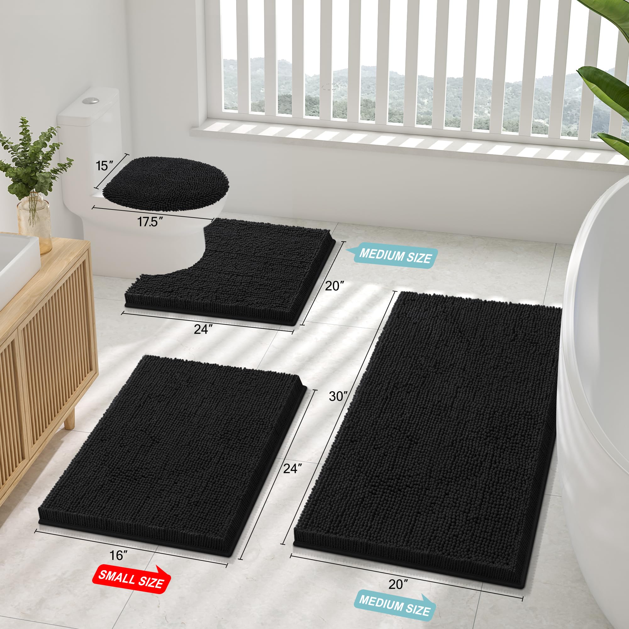 Smiry non-slip backing keeps the mat in place on dry, clean bathroom floors