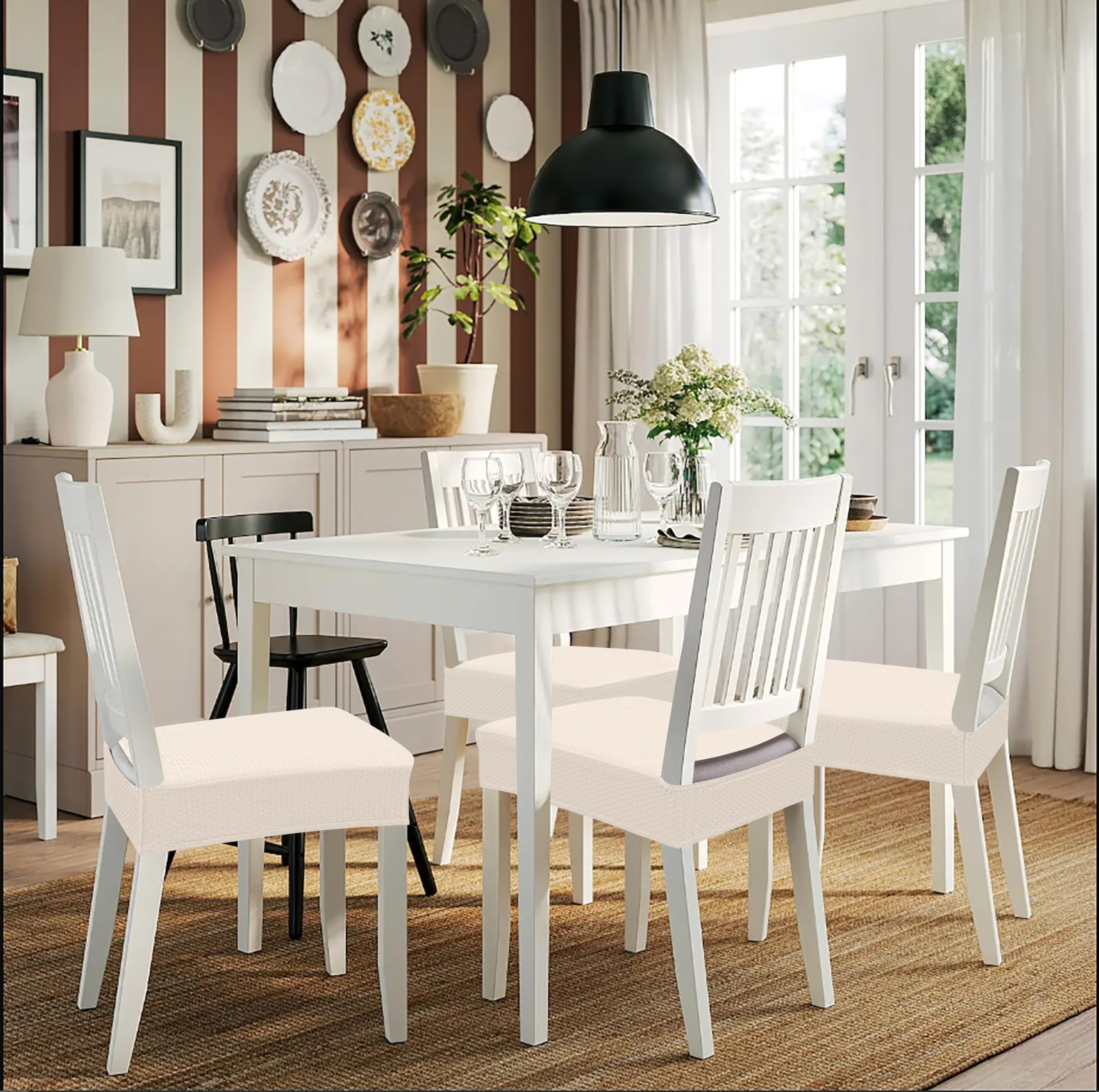 Smiry chair cover beige color option blends with warm home interiors