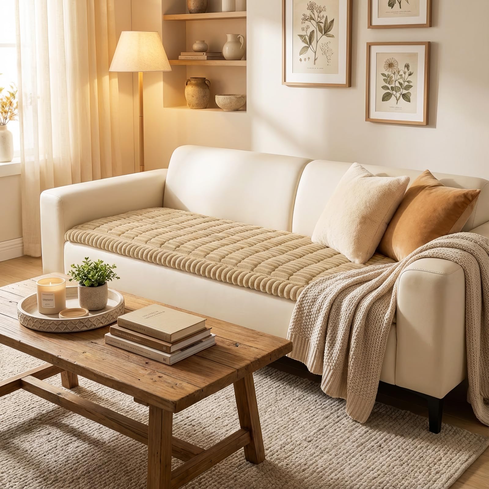 Smiry couch cover non-slip design holds in place during play.