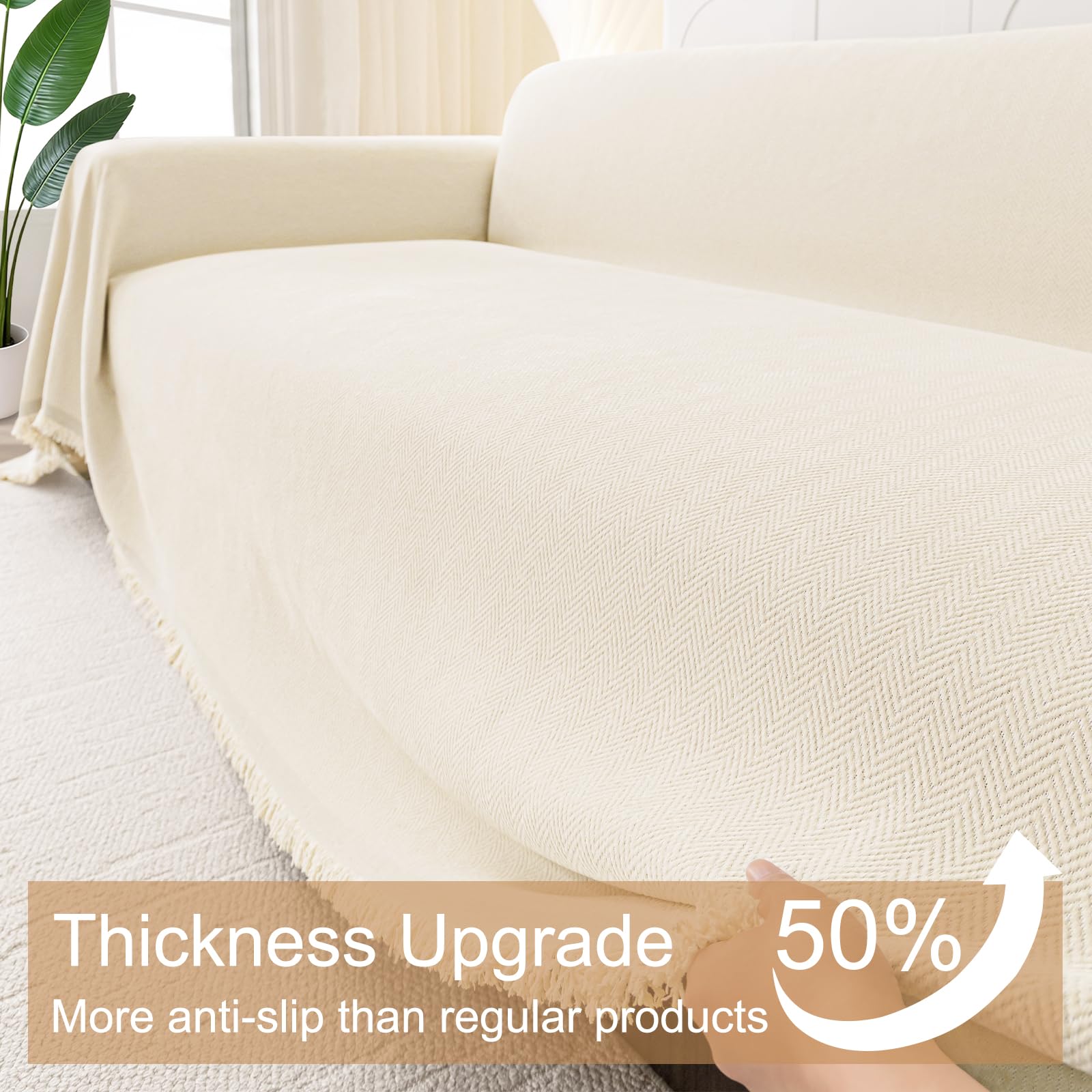 Smiry couch cover with scratch-resistance guards against light pet scratches.