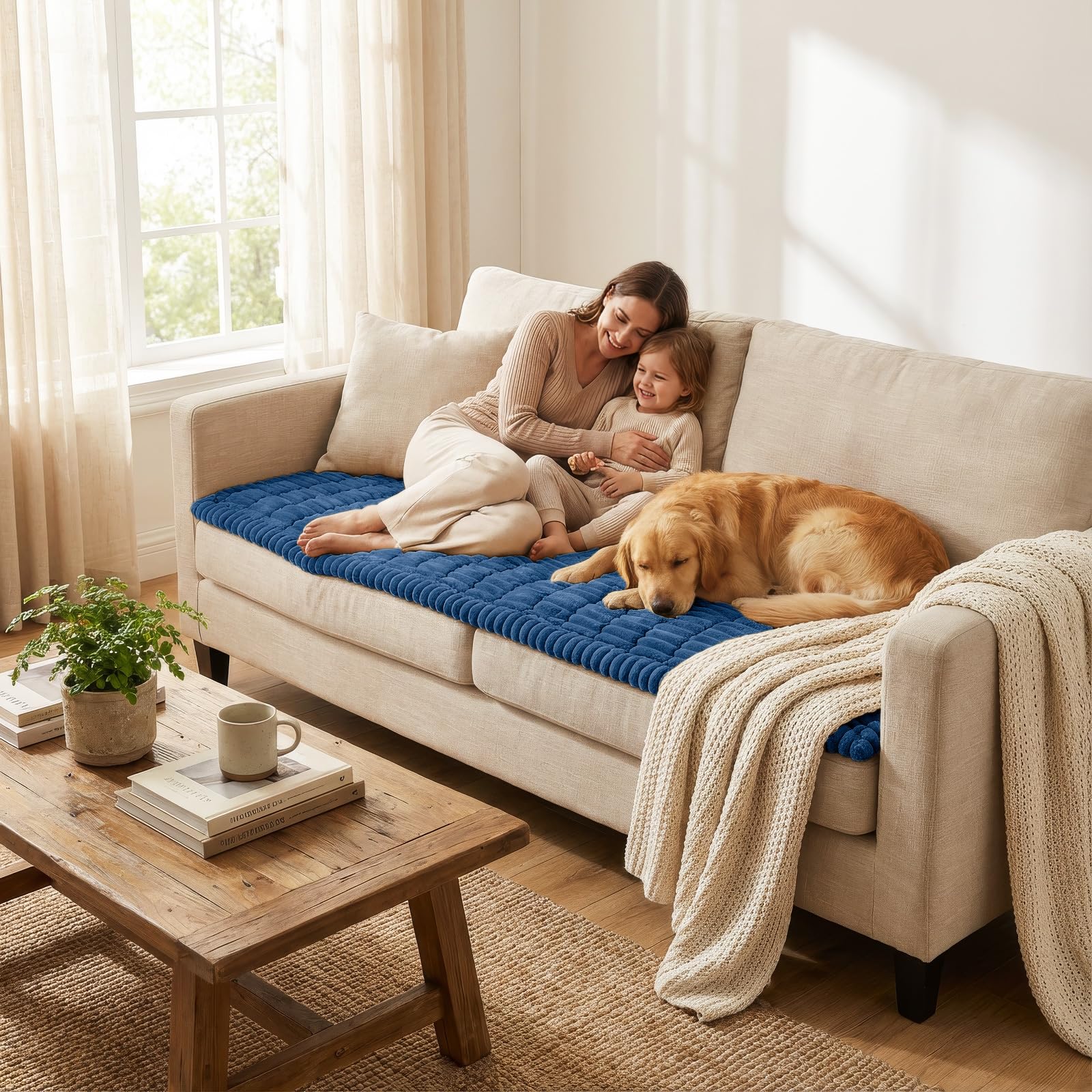 Smiry couch cover silicone grip stays in place during activity