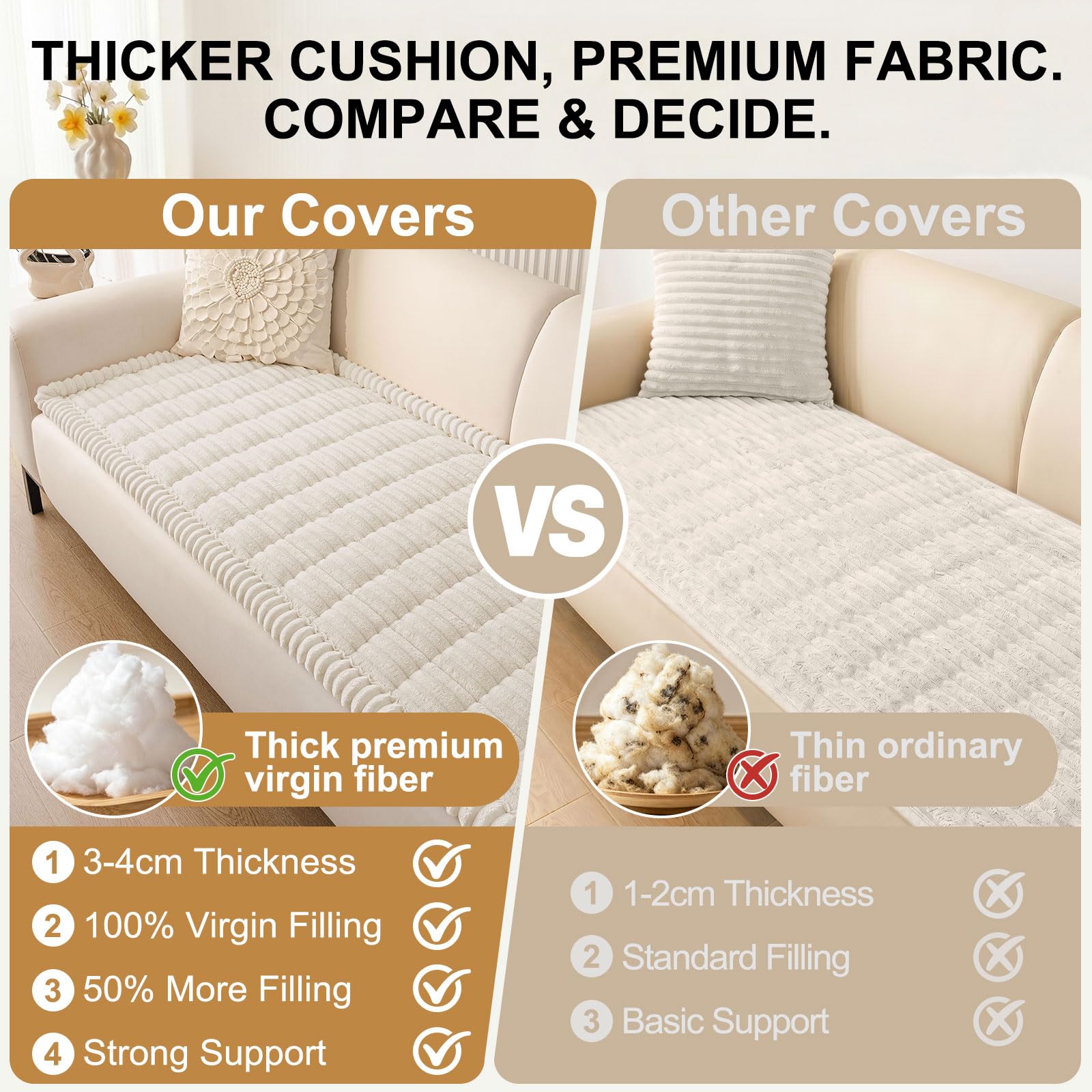 Smiry couch cover three-cushion fit works on standard sofas for reliable protection.