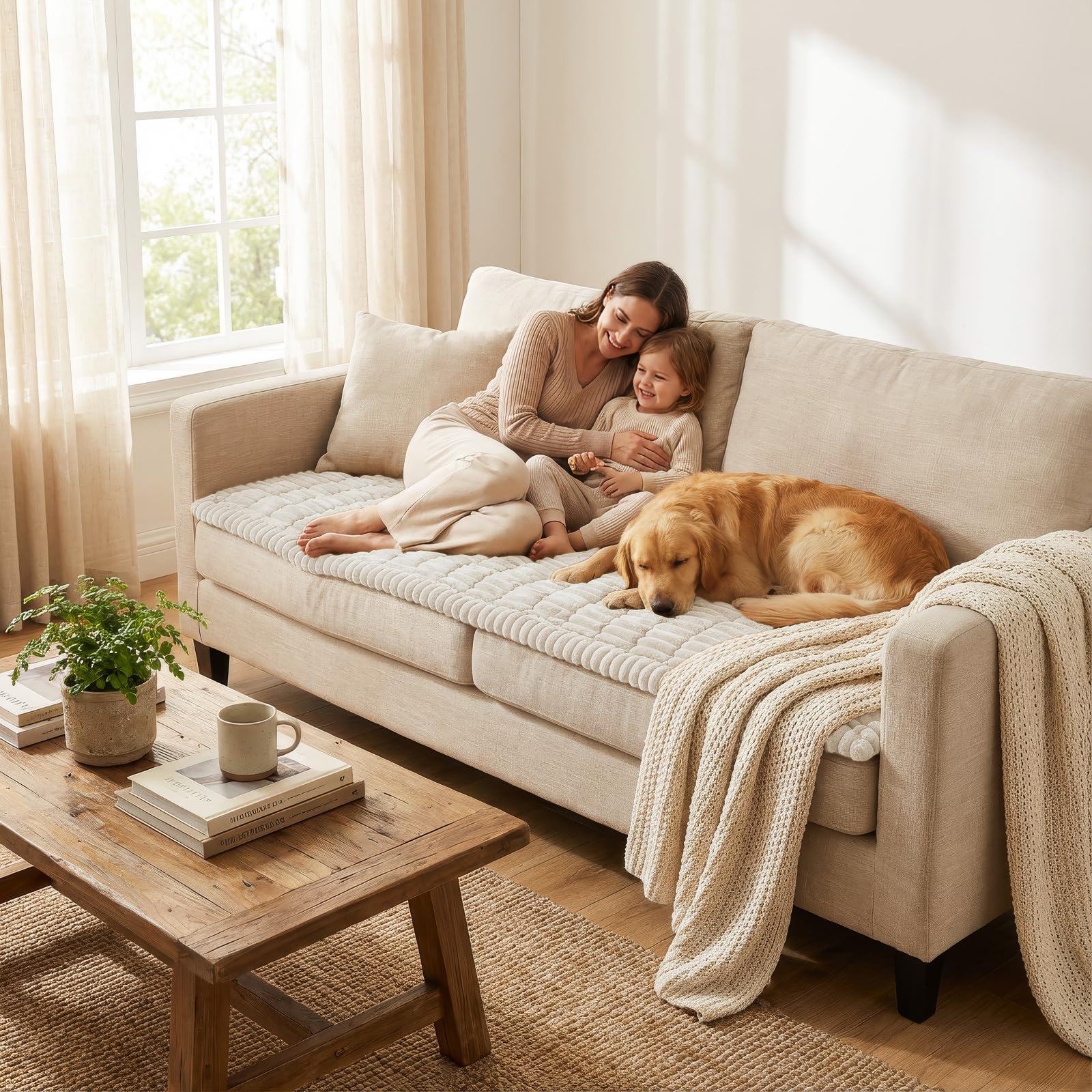 Smiry couch cover three-cushion fit suits standard sofas.