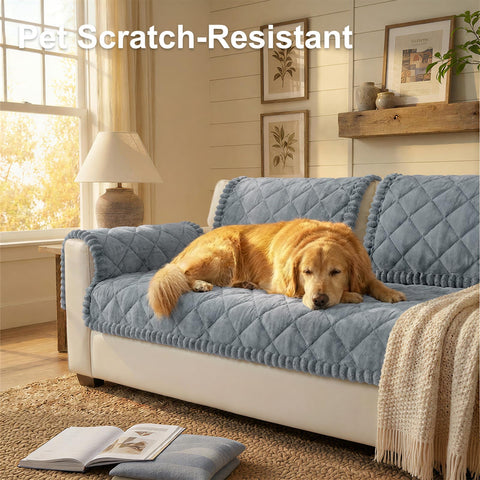 Smiry plush fabric couch cover for cozy pet lounging