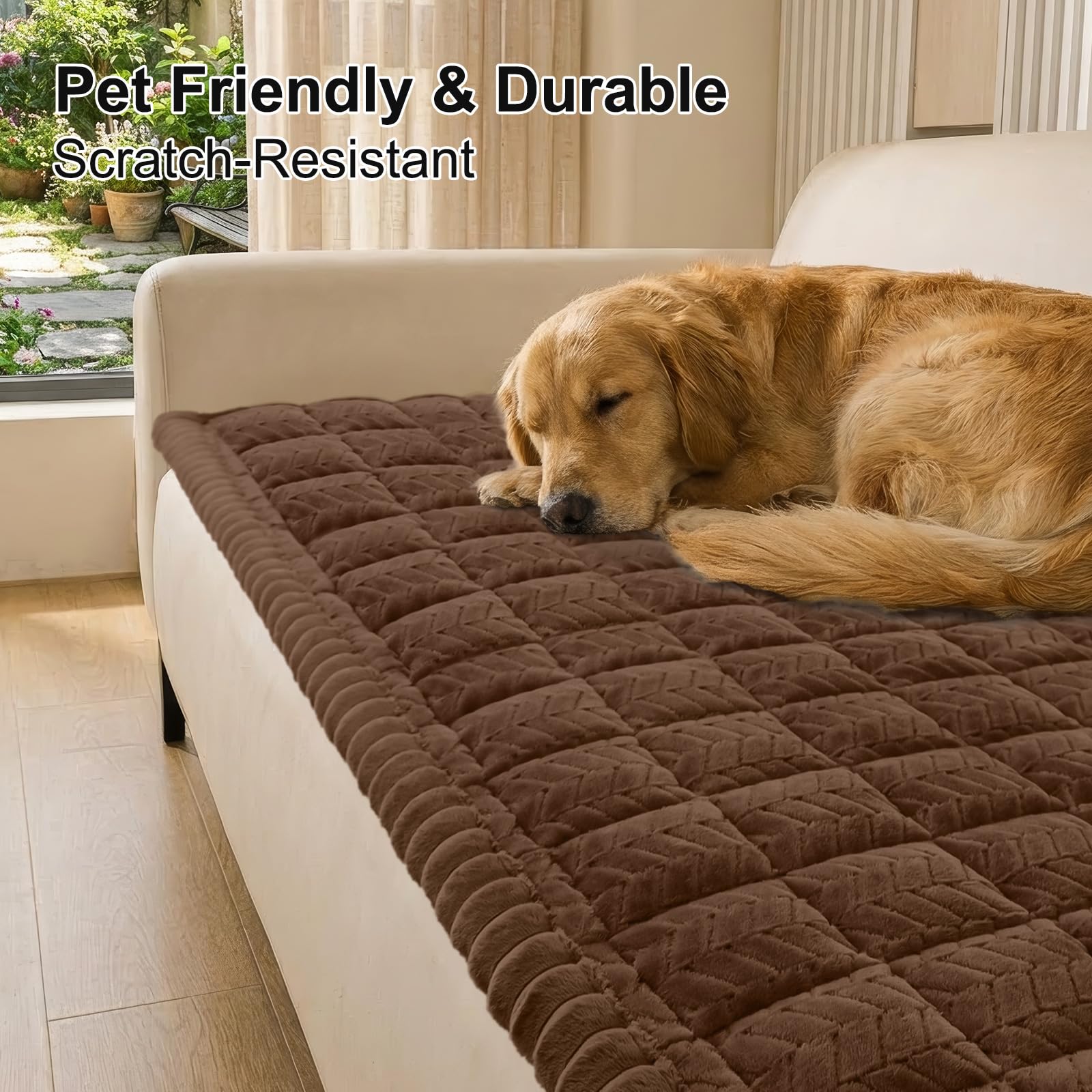Smiry fuzzy fabric couch cover showing soft touch and comfort