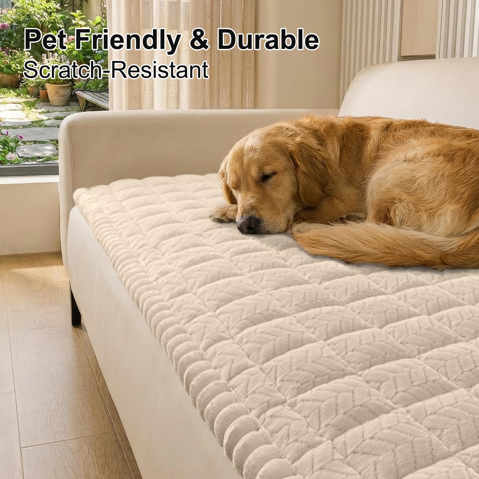 Smiry fuzzy fabric sofa cover provides a soft, pet-friendly surface.