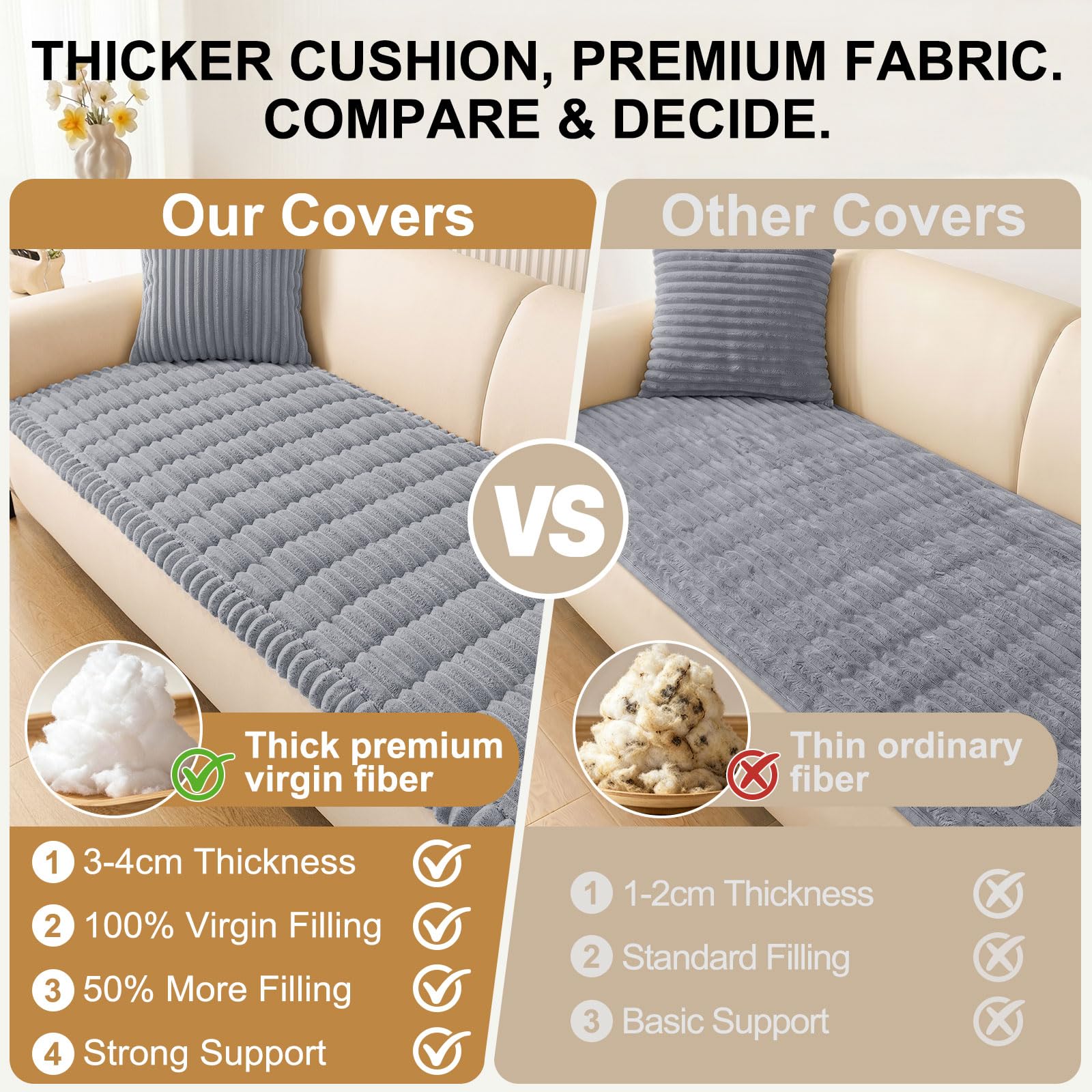 Smiry fuzzy sofa cover grey adds warmth and modern style to any room