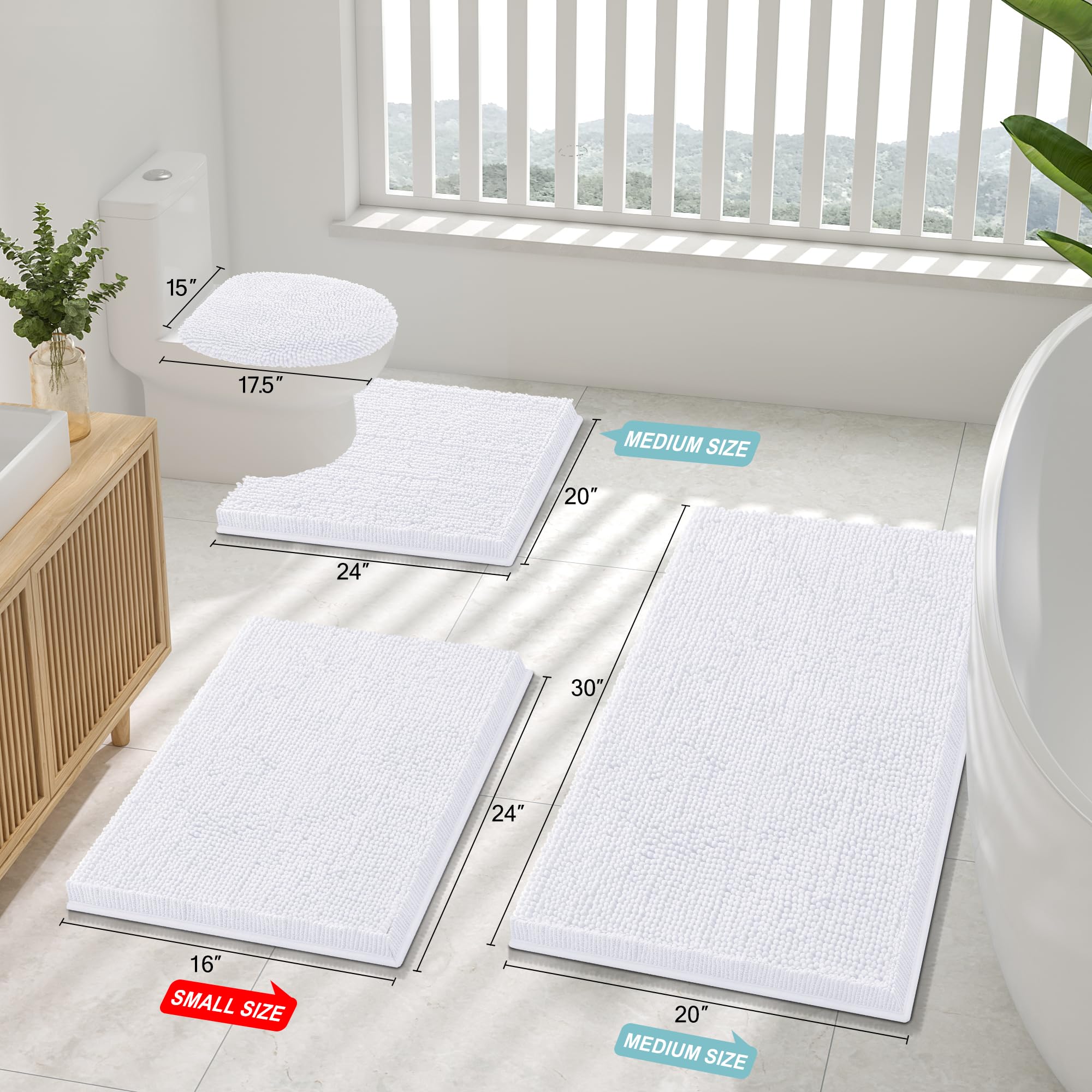 Smiry Luxury Chenille Bath Rug absorbent microfiber shags soaking up moisture for a dry floor