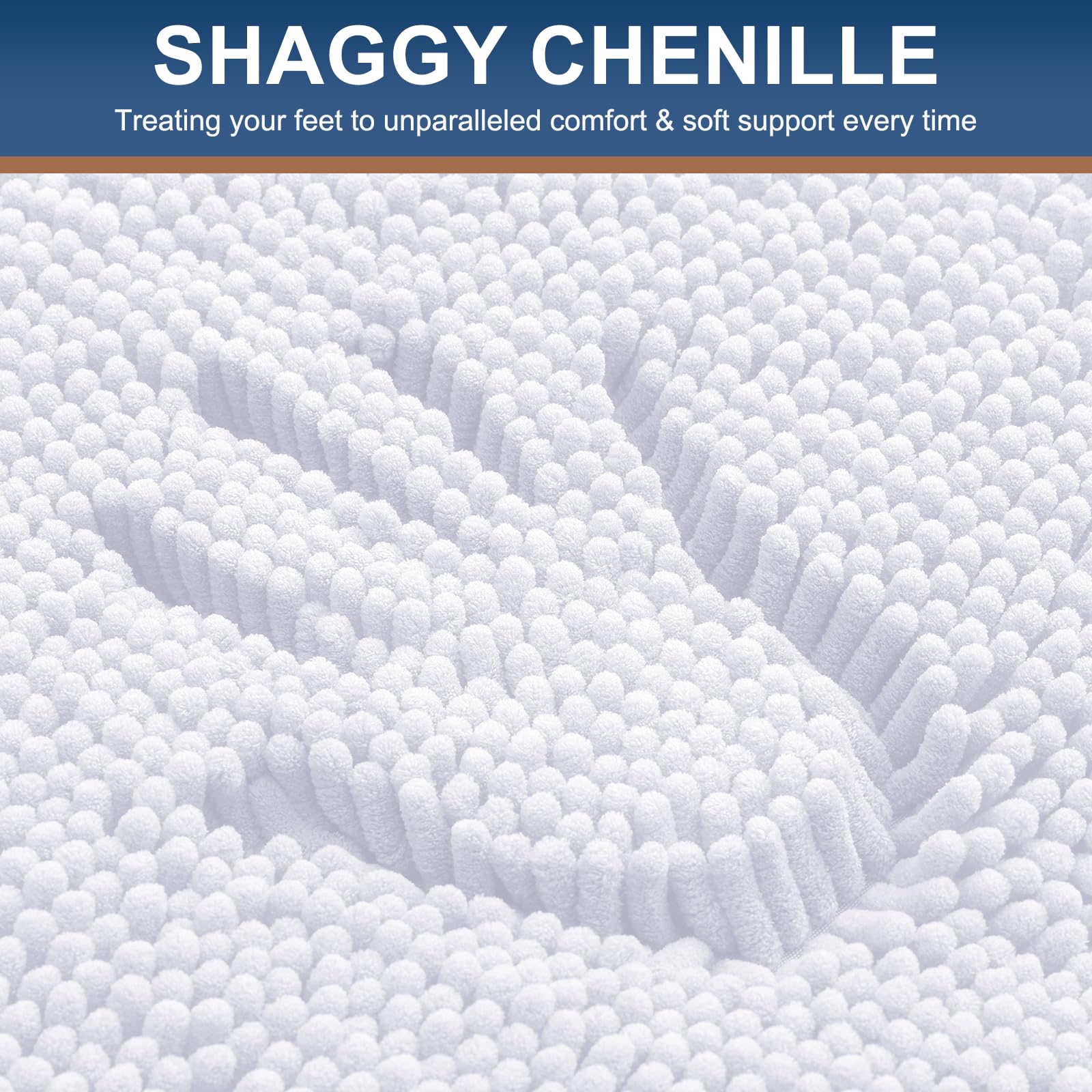 Smiry Luxury Chenille Bath Rug non-slip backing keeps rug in place on dry floors