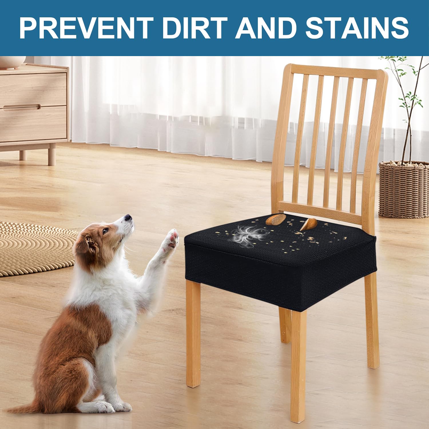 Smiry machine-washable polyester blend makes cleanup simple.