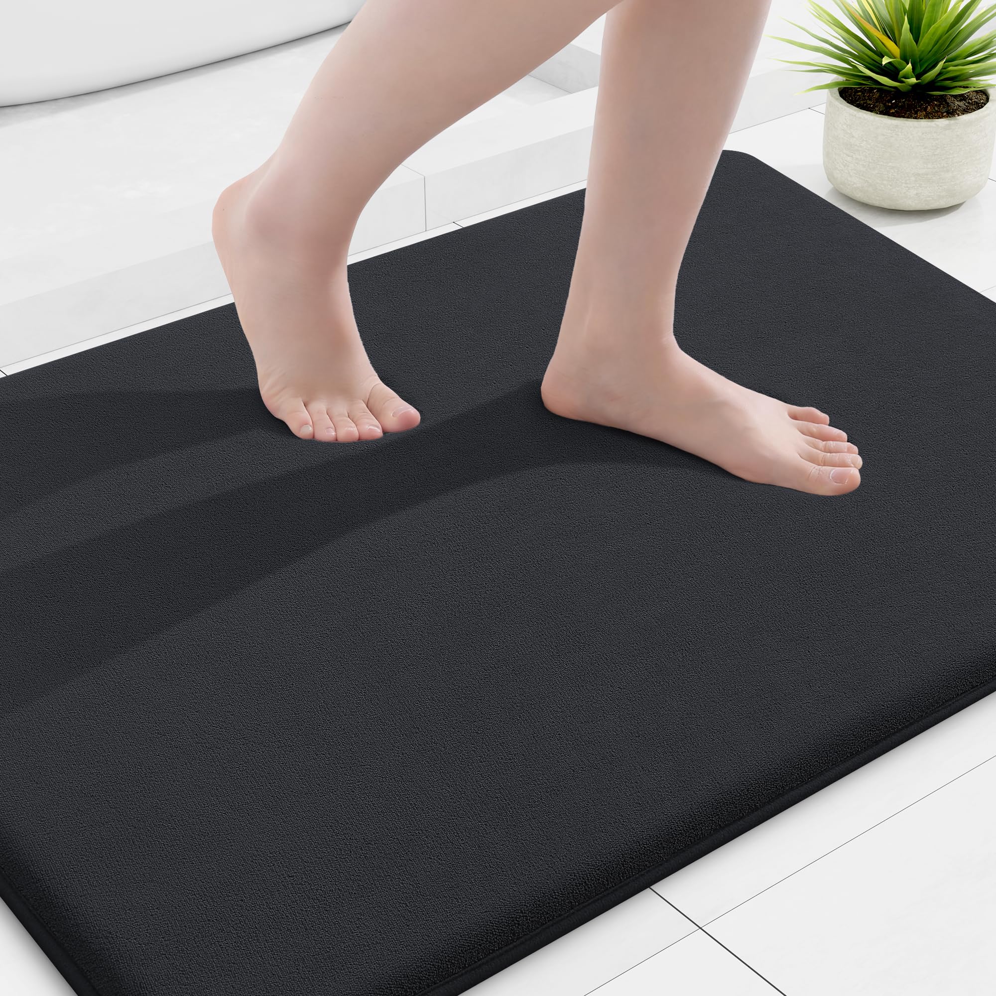 Smiry memory foam bath mat 36x24 offers plush comfort and quick-dry performance