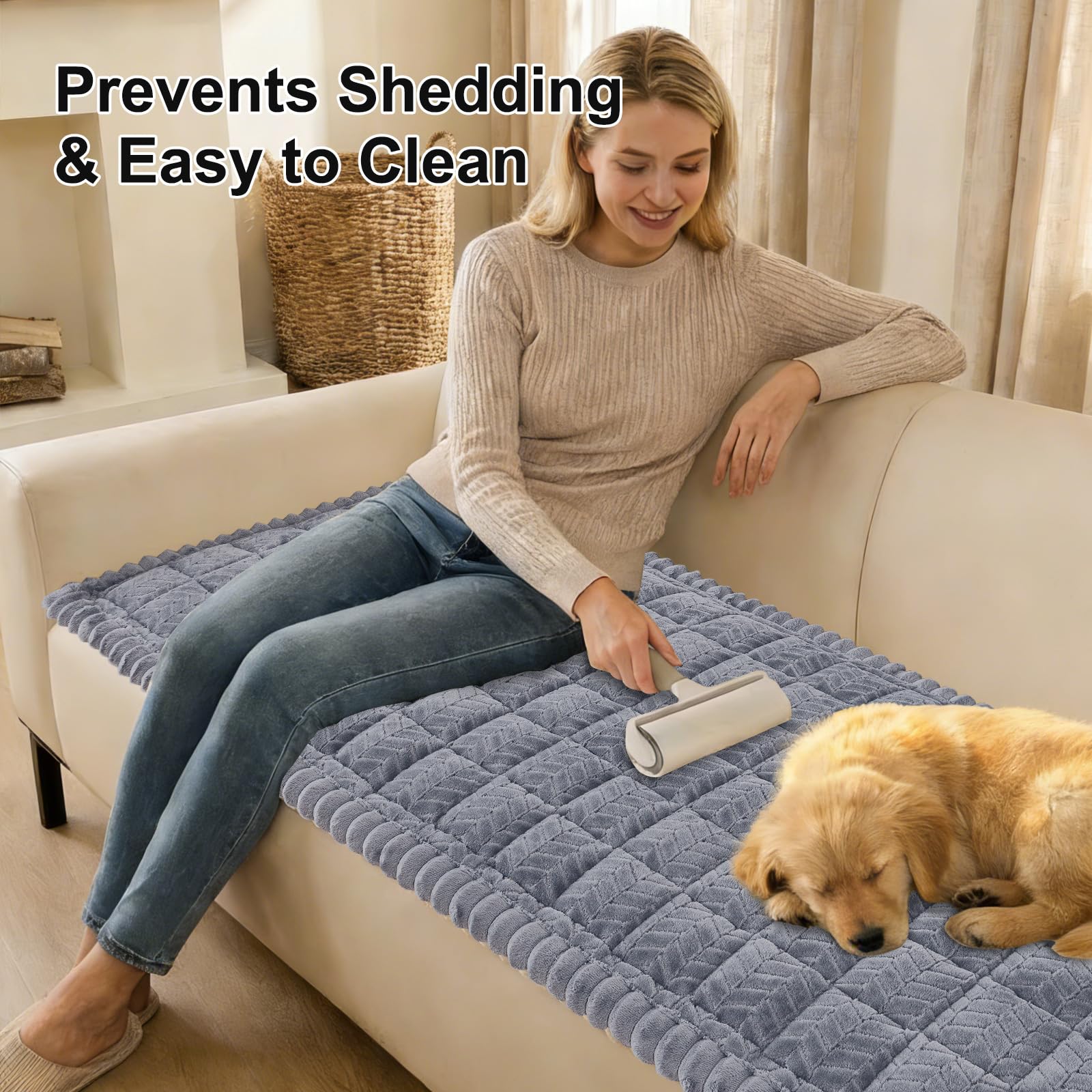Smiry pet couch cover fits a three-cushion sofa for protection and comfort