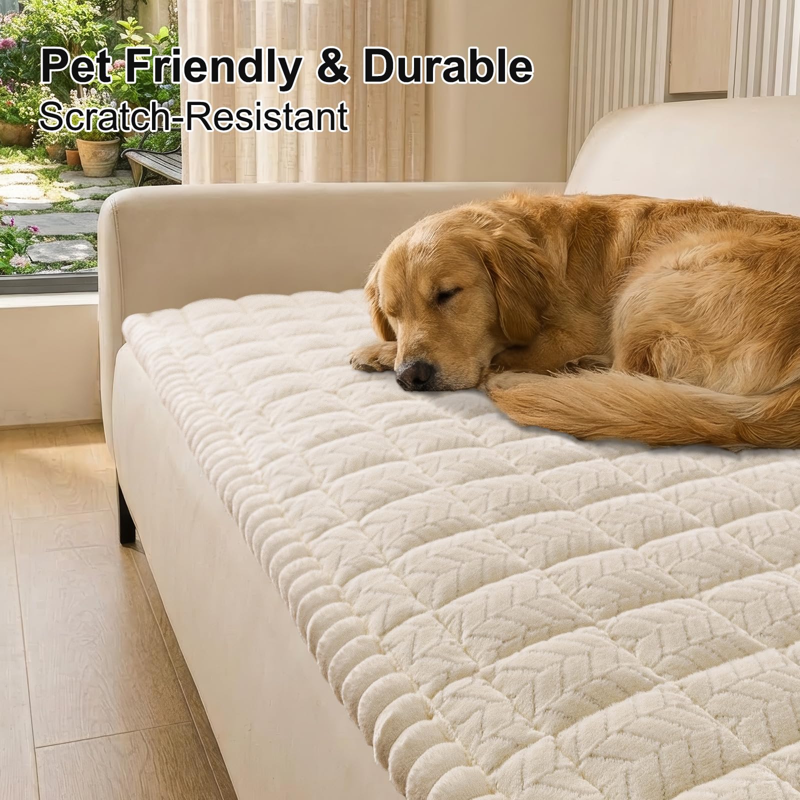 Smiry premium fuzzy fabric couch cover feels soft and pet-friendly