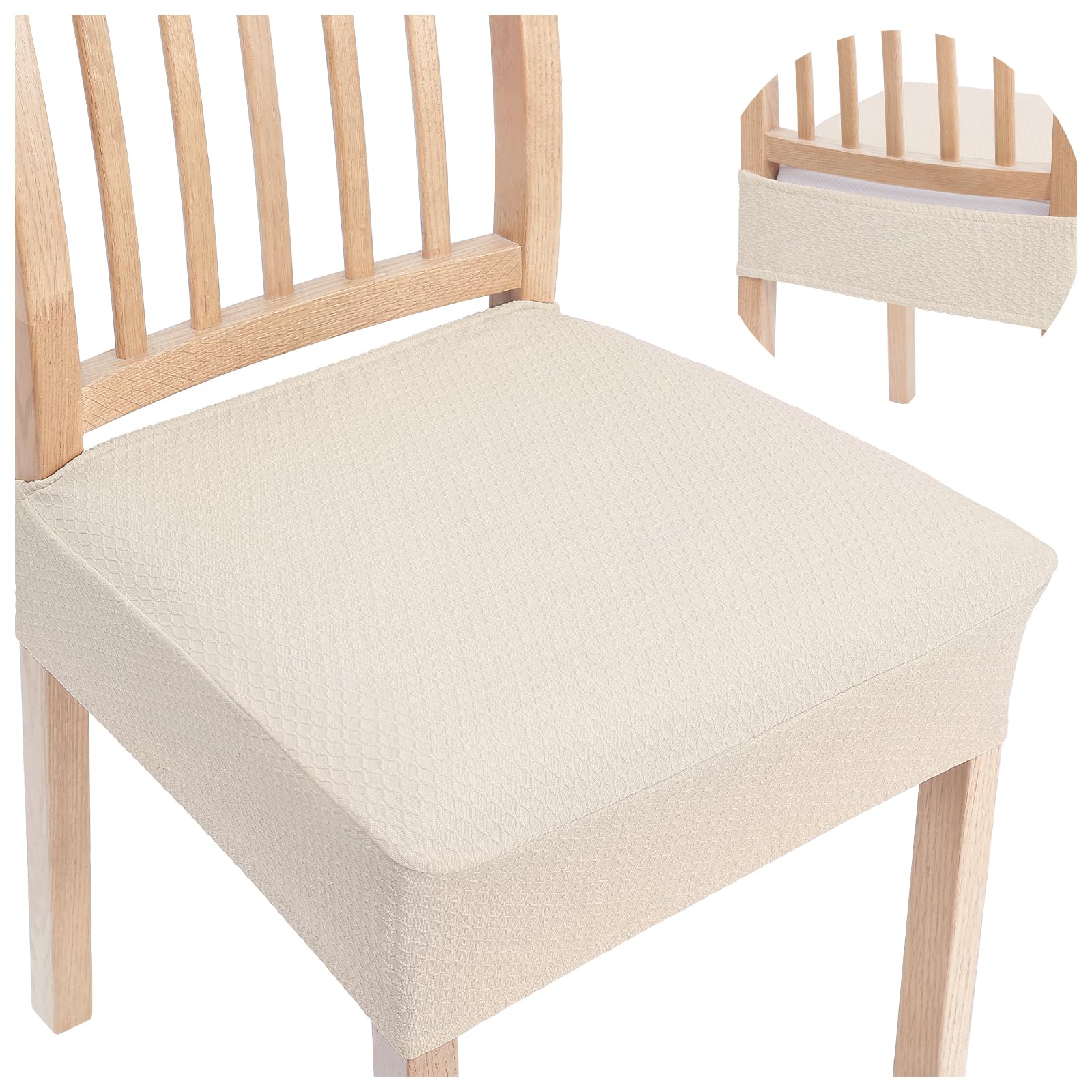 Smiry stretch jacquard seat cover back view protects chairs with durable style