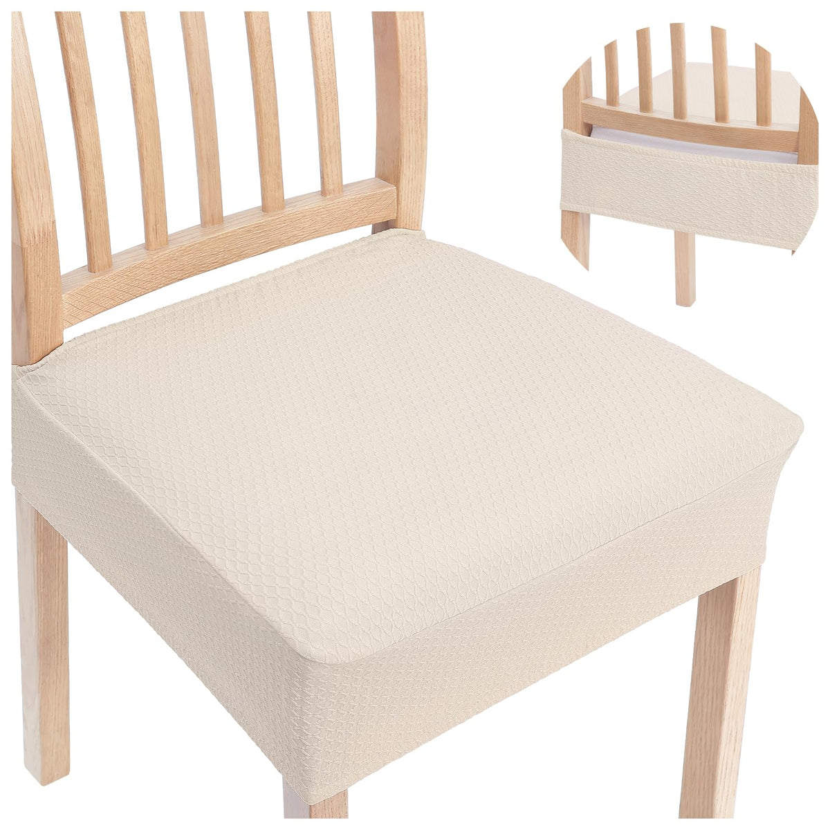 Smiry stretch jacquard seat cover back view protects chairs with durable style