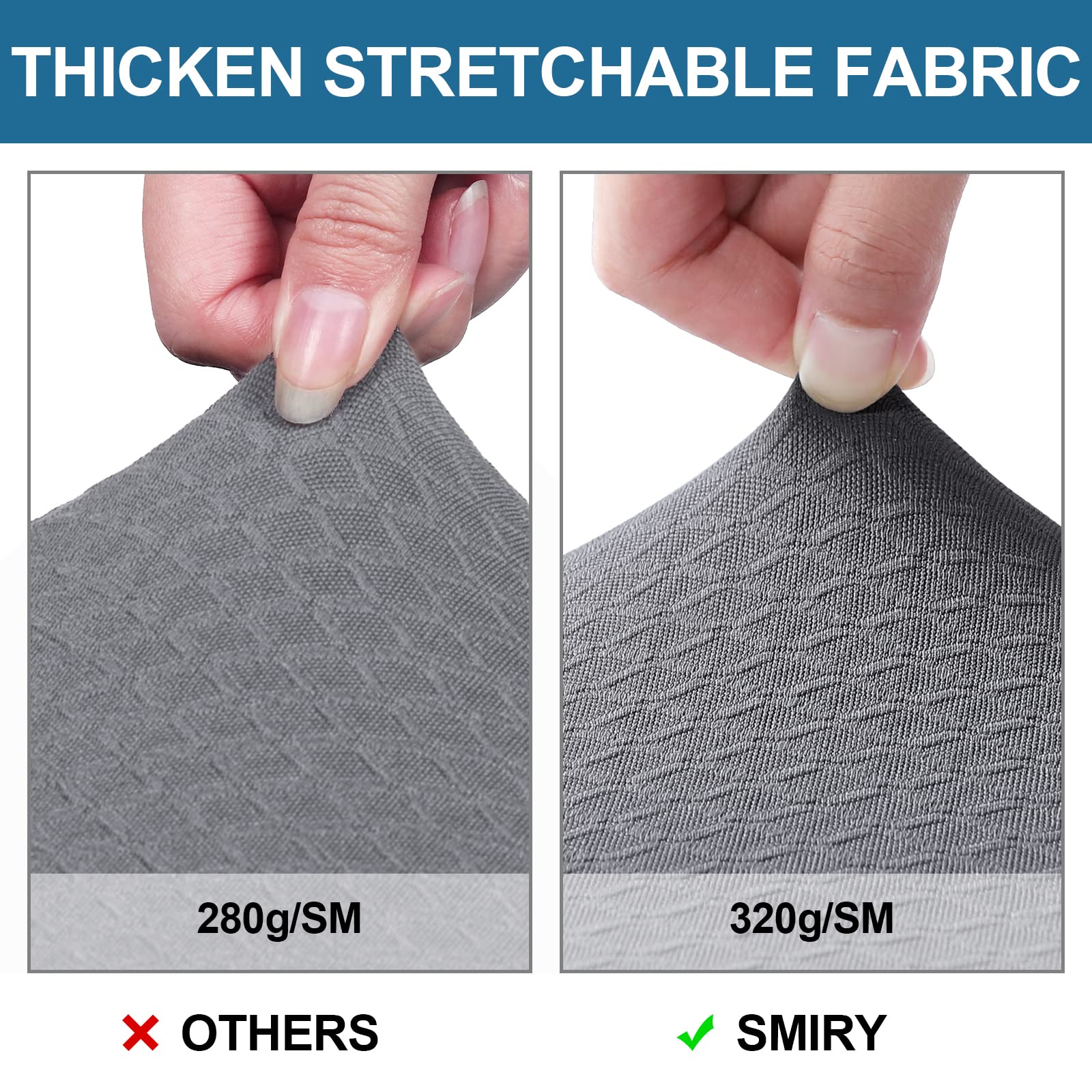 Smiry seat cover shown on a 16–19 inch dining chair seat.