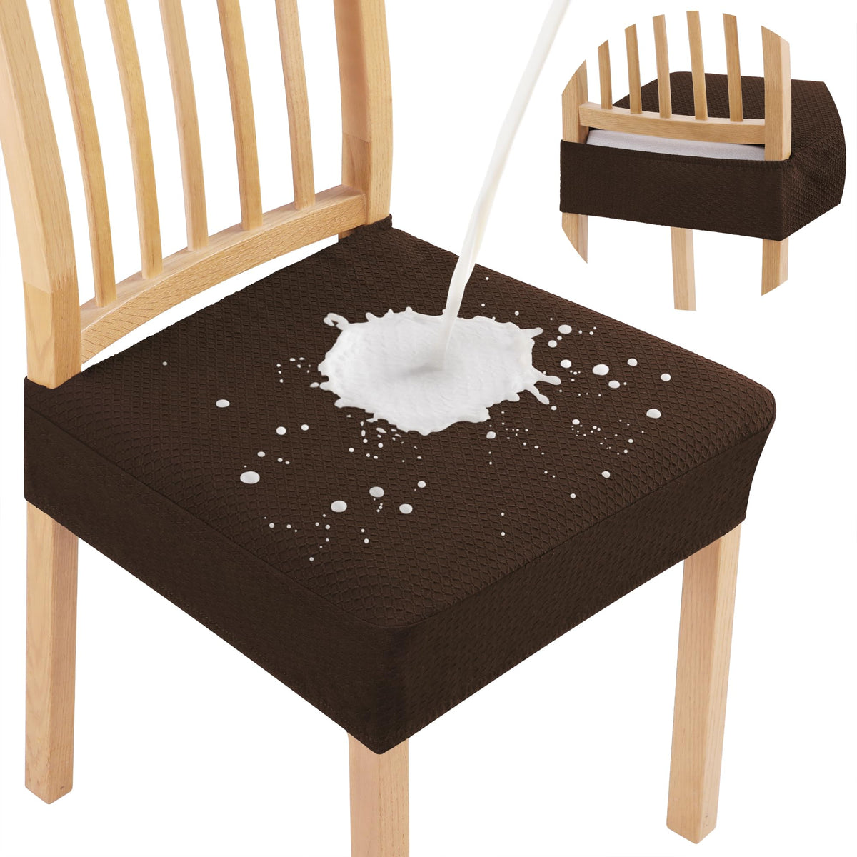 Smiry waterproof seat cover for dining chairs protects furniture from spills.