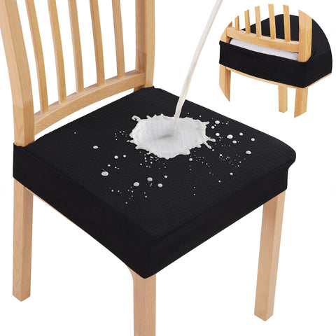 Smiry waterproof seat covers protect dining chairs from spills and stains.