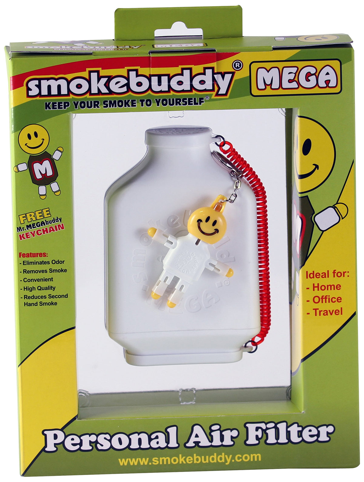 Smoke Buddy Mega air purifier white front view for cleaner air