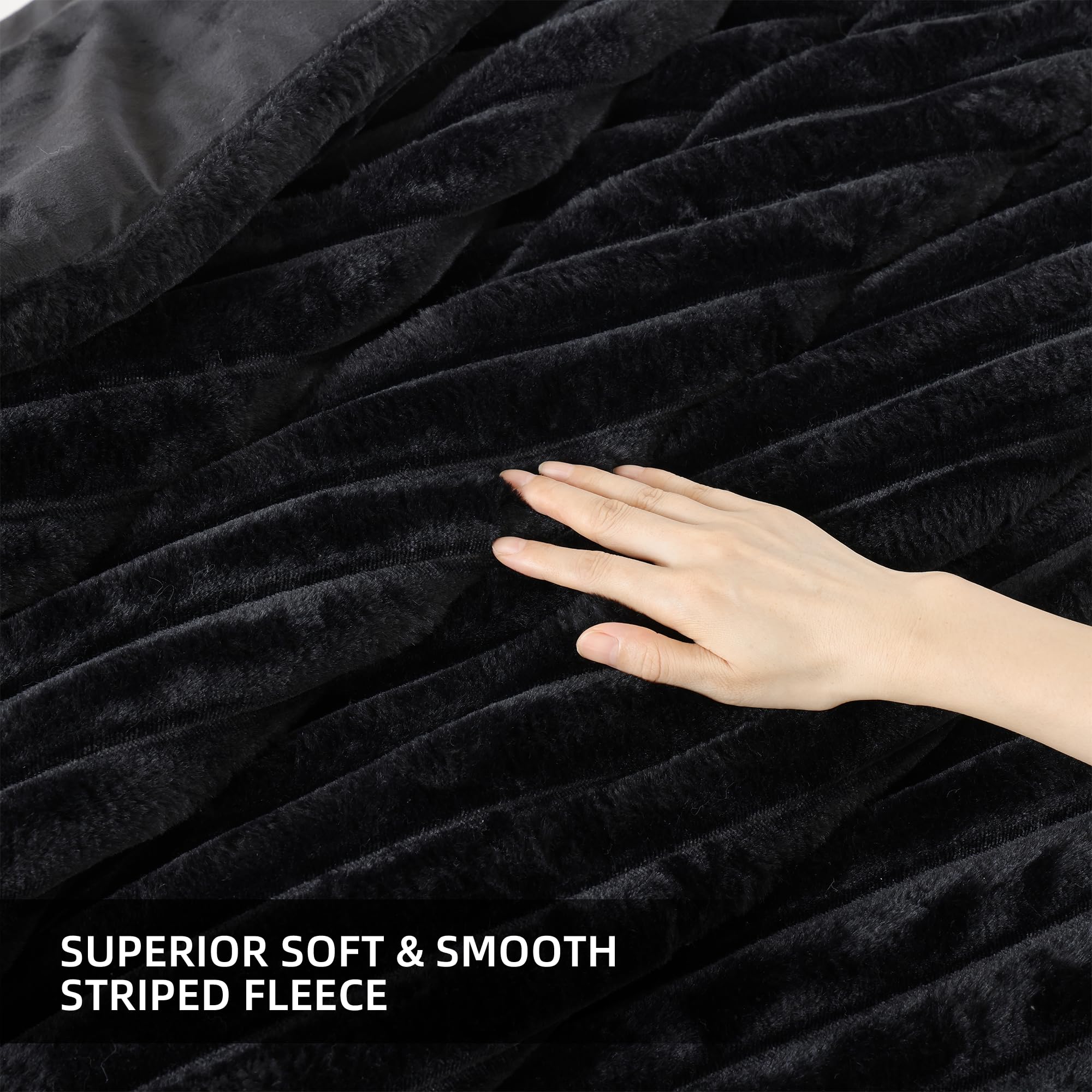 Smoofy black plush finish complements modern decor.