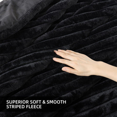 Smoofy black plush finish complements modern decor.