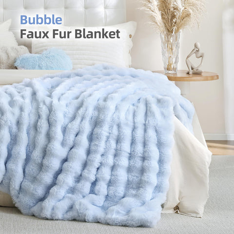 Smoofy bubble texture blanket enhances living room decor with visual interest
