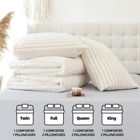 Smoofy cream comforter set with two pillowcases ready for gifting