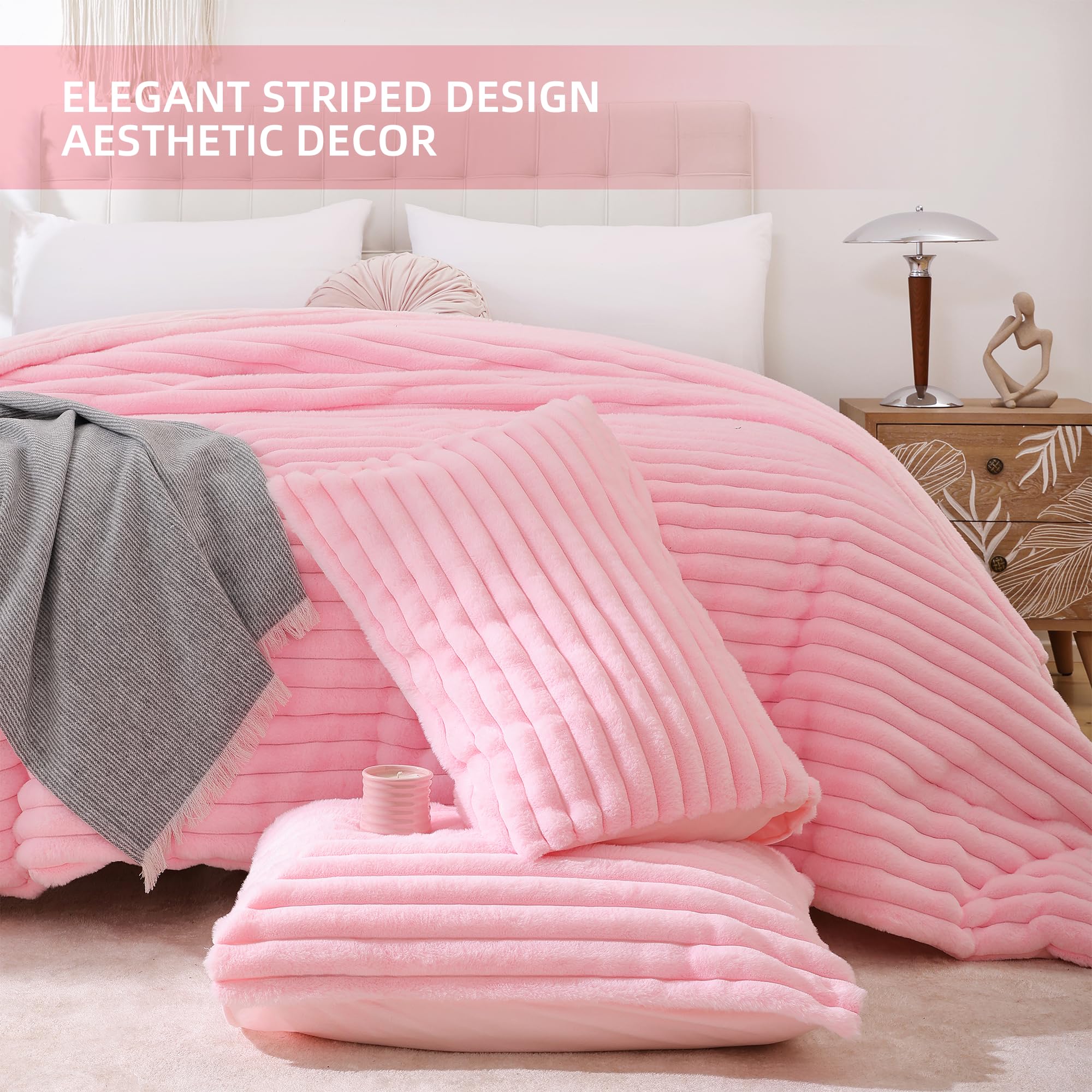 Smoofy Fluffy Queen pillowcases 2pc in pink for soft sleep