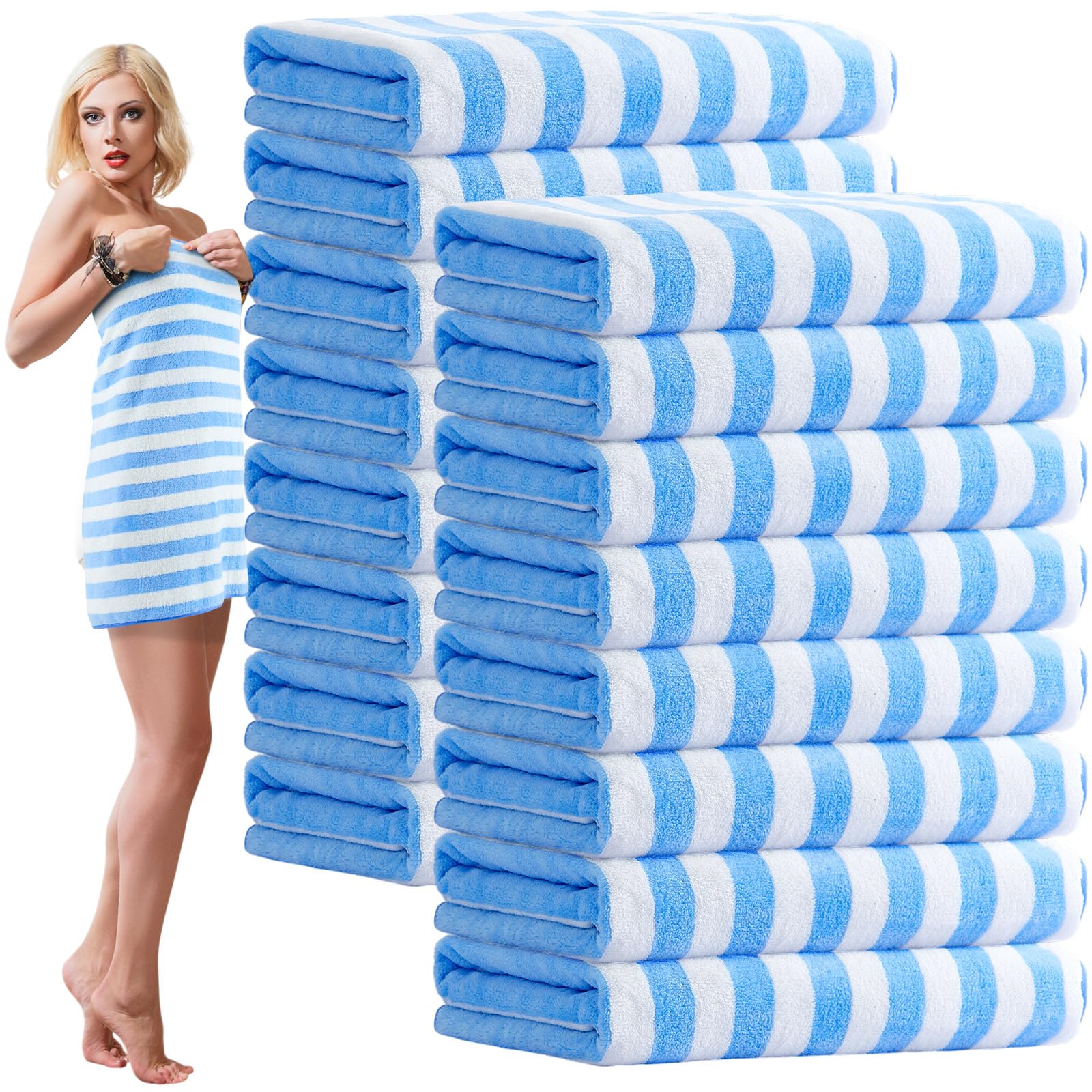 SmoothNovelty 16-pack microfiber bath towels, oversized 27x60, for quick-drying daily use.